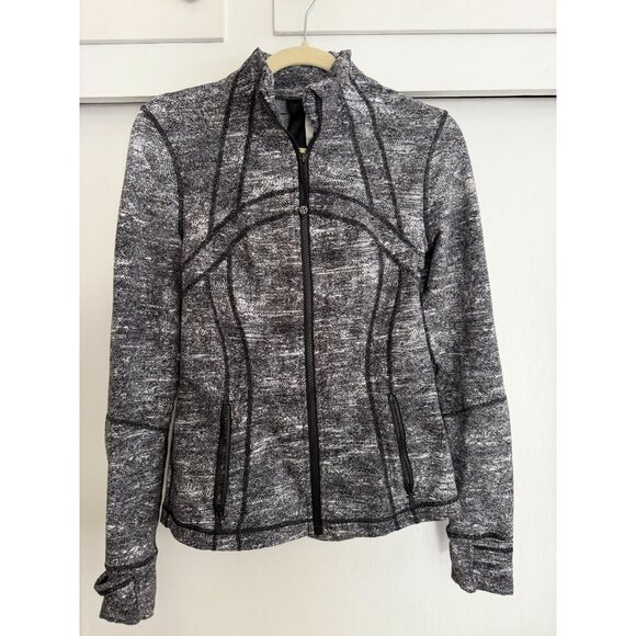 LULULEMON WOMENS DEFINE JACKET GRAY WHITE BLACK SZ 6 FULL ZIP - Picture 1 of 4